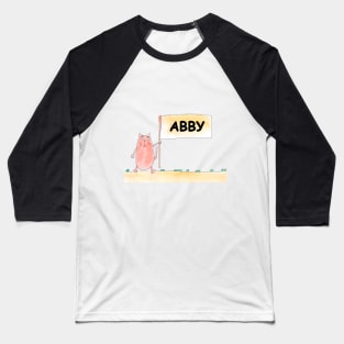 АВВУ name. Personalized gift for birthday your friend. Cat character holding a banner Baseball T-Shirt